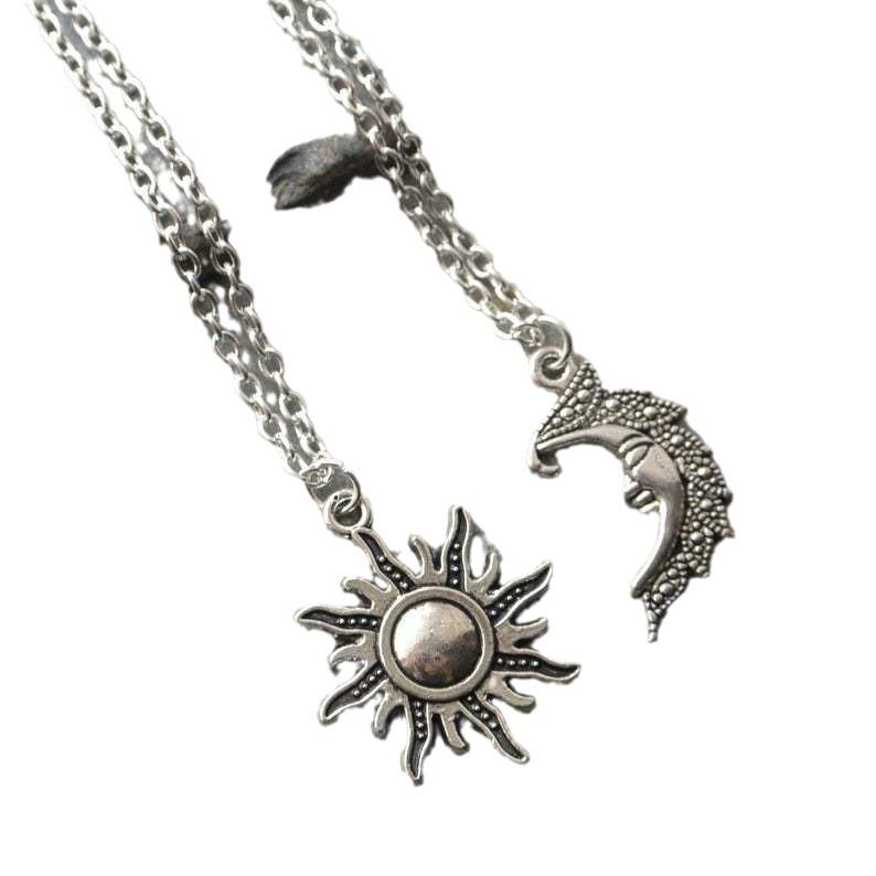 Универсальное парное ожерелье, подвеска в виде солнца и луны, ретро-дизайн, аксессуары для хороших друзей