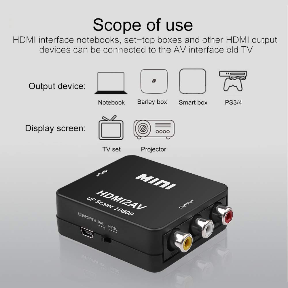 HDMI в AV Композитный HDMI в RCA 1080P HDMI в Аналоговое Преобразование Аудио USB Питание для Switch Конвертер, Конвертер, Переключение PAL/NTSC, Совместимый,