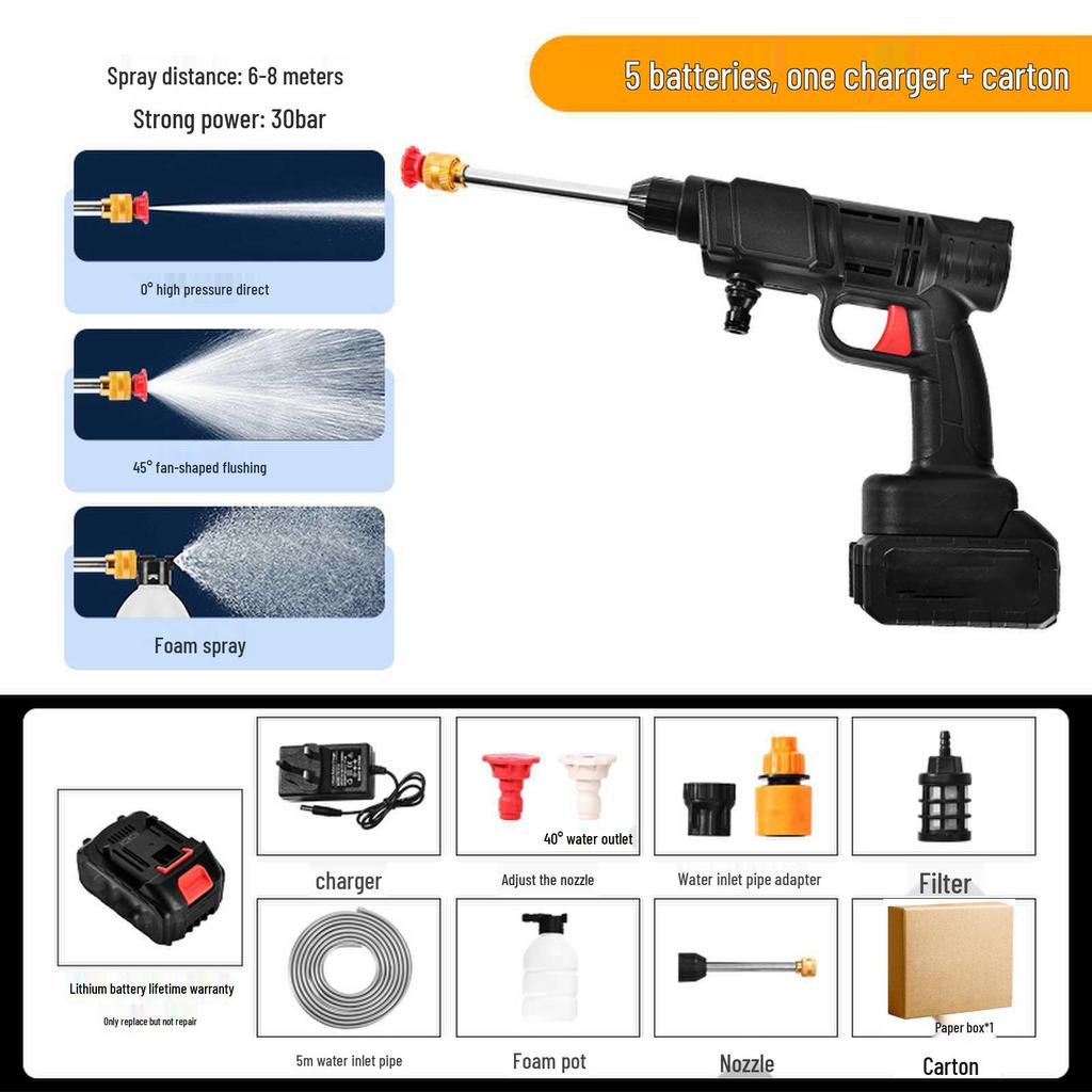 Портативный беспроводной пистолет для мойки автомобиля высокого давления с аккумулятором