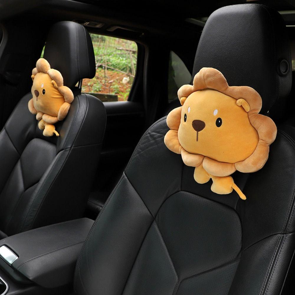 Cartoon Lion Lion Plush Car Neck Pillow Crab Car Waist Cushion Cute Auto Headrest  Car Accessorie