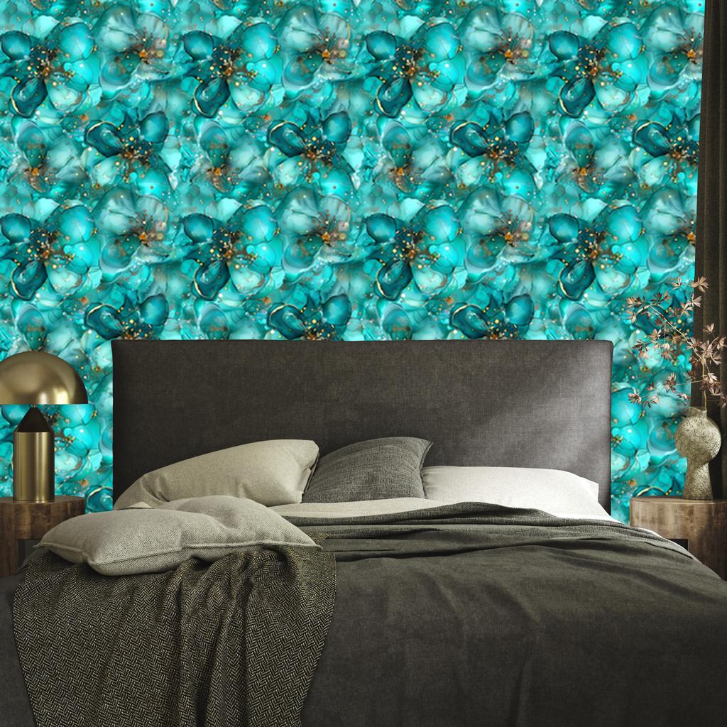 Wallpaper Ink Turquoise and Sea, Turquoise Background for Living Room and Bedroom 50x1000