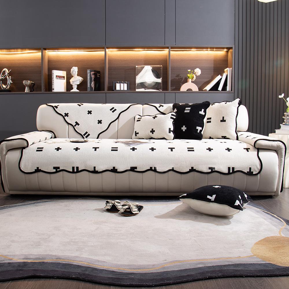 Простое полотенце для дивана, универсальное высококачественное нескользящее прямое покрывало для дивана из шенилла, тканевое полотенце, чехол для спинки с защитой от царапин от кошек