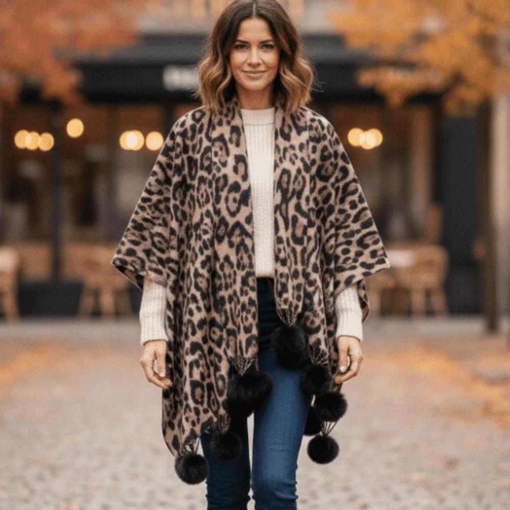 Cozy Leopard Print Scarf Thick Cashmere Feel Scarf Winter Shawl Wrap Chilly Evening