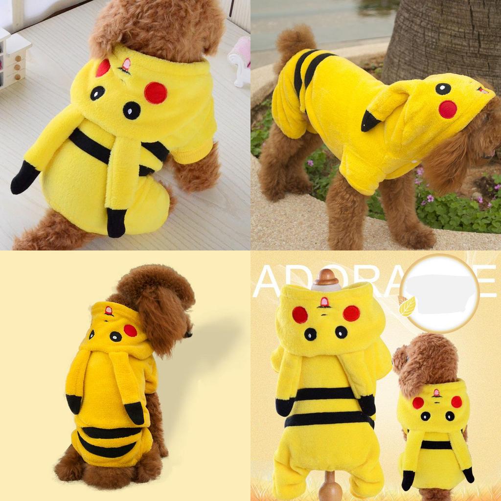 Очаровательный костюм питомца Pokemon Go с дизайном Пикачу с капюшоном для собак и кошек