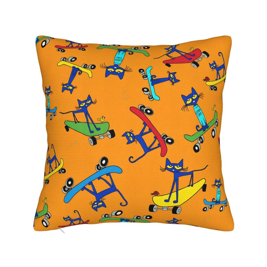 Cartoon Petes the Cat Square Pillowcases Polyester Bed Car Groovy Cushion Cover Cool Home Decoration Pillowcase