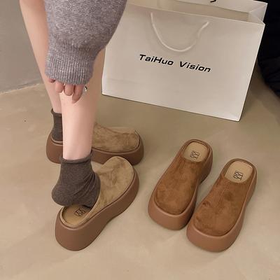 Баотоу полутапочки на толстой подошве женская осенняя одежда 2025 года новые туфли Muller знаменитости из Интернета обувь без каблука для ленивых кексов