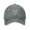 Baphomet Goat Head Pentagram Baseball Caps Vintage Distressed Denim Washed Headwear Unisex Women Outdoor Running Golf Hats Cap