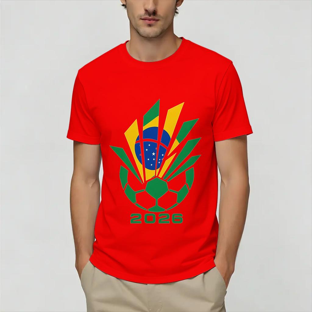 Unisexs Brazil 2026 Soccer T Shirts 100 Cotton Clothes Fashion Short Sleeve Round Neck Tee Shirt Plus Size TShirts