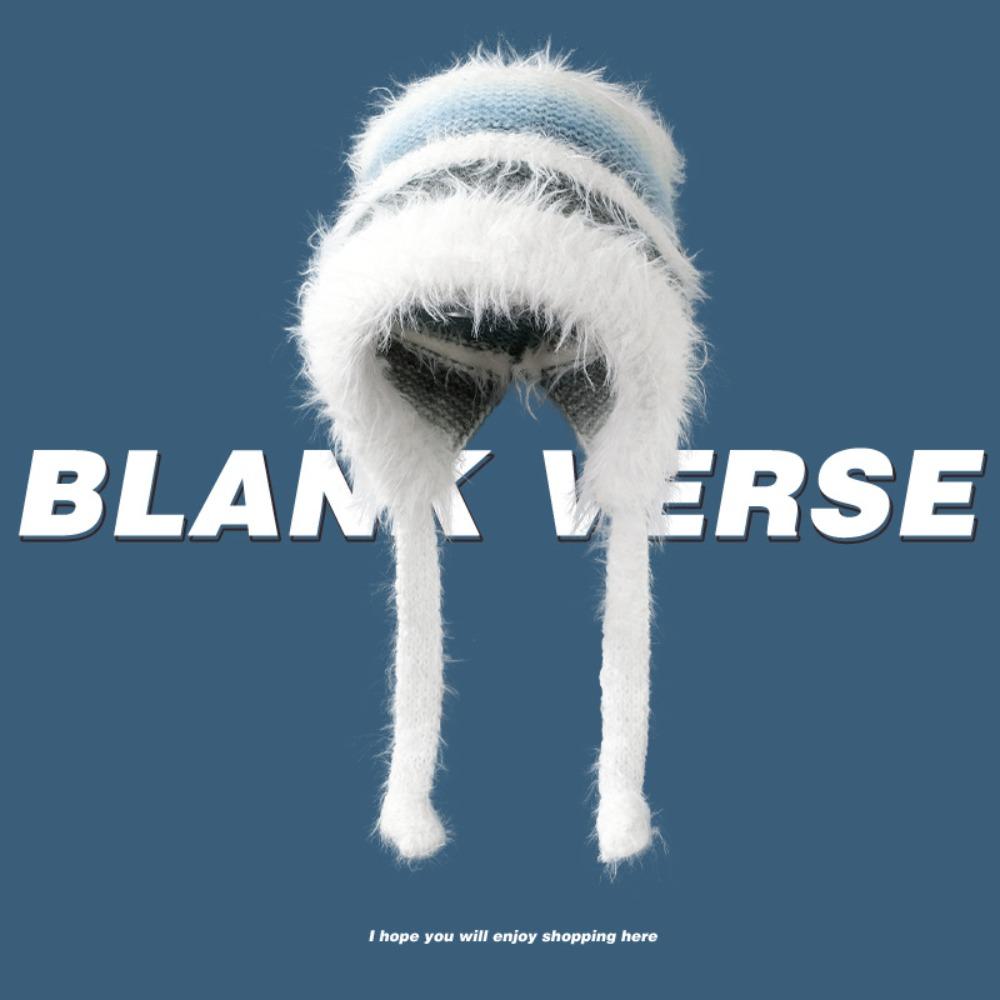 Color Ccollision Knitted Hat Color Matching Lace-up Plush Hat Fashionable Woolen Hat Women