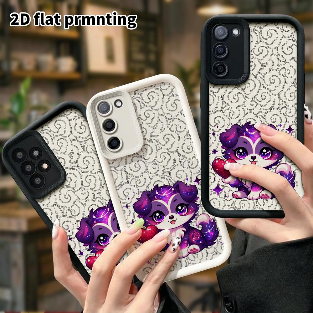 Phone Case: 2D flat Samsung Galaxy A34 A35 M05 M06 S20 S22 S21 FE Plus 5G protective case, puppy hugging a heart, Christmas and Halloween gift