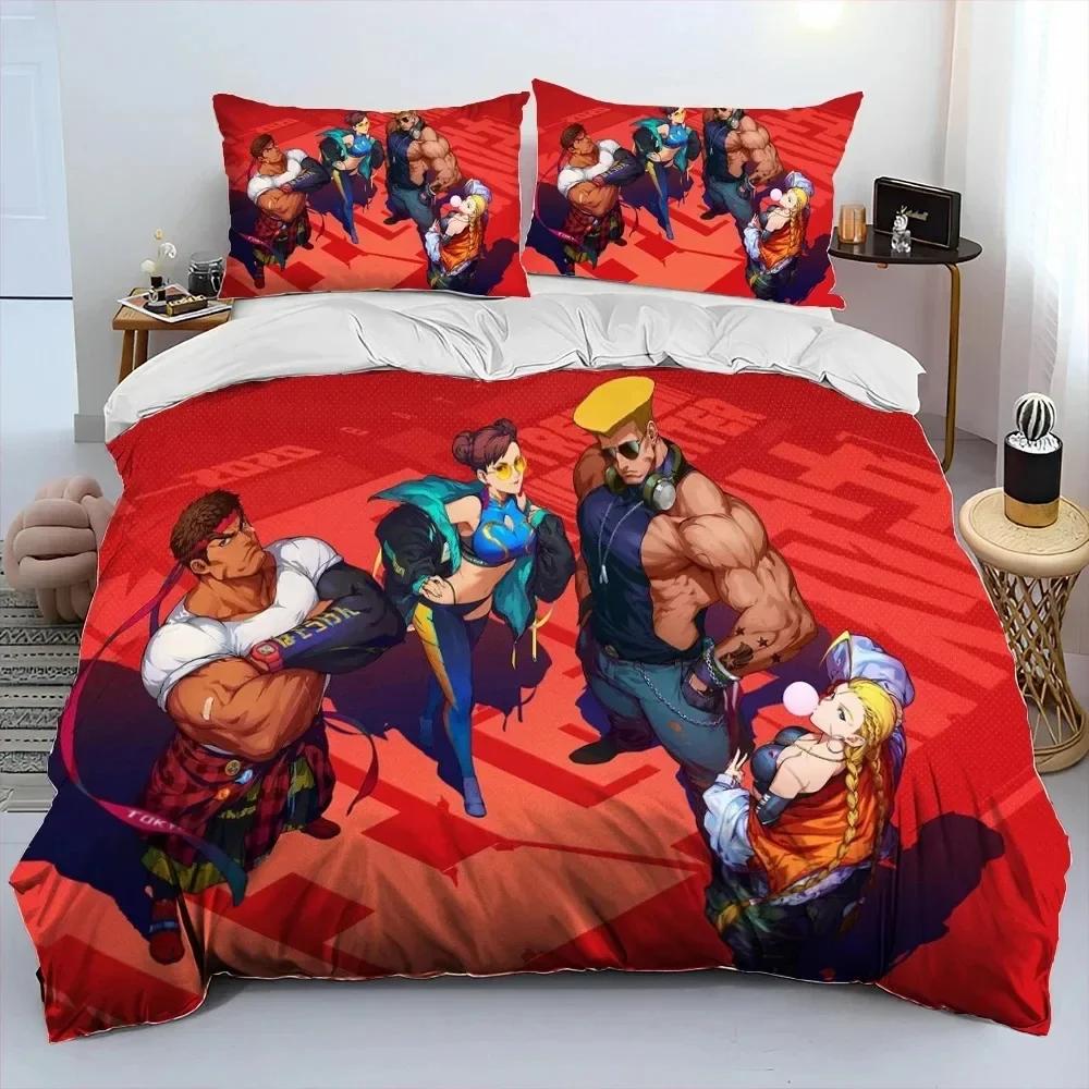 3D Print Street Fighter Retro Game Comfortable Duvet Quilt Cover Pillowcase Bedding Set Children Bedroom Decoration Home Textile