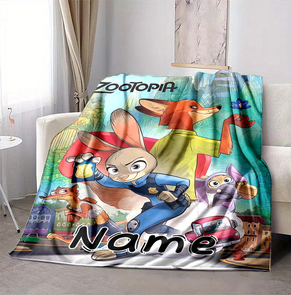 Custom Name Fox Rabbit Adventure Flannel Blanket Throw Blanket Soft Warm Sofa Bed home Decor Unique Gift