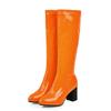 Fashion Knee High Boots Women Green White Black Red Patent Women's High Boots Winter Party Shoes Large Size 45 48 Waterproof