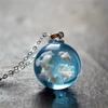 Creative Sky And Cloud Resin Pendant Necklace Transparent Geometric Round Forest Necklace