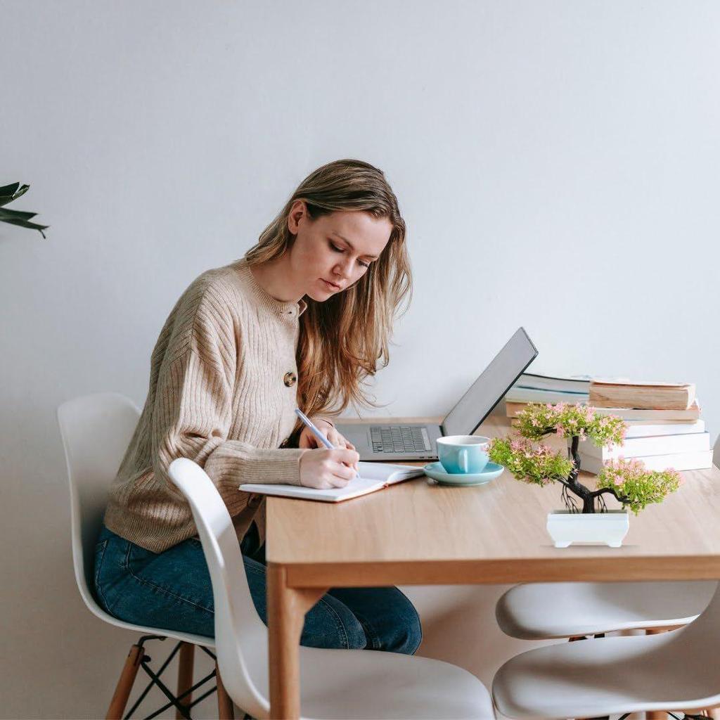 1 шт. Искусственный маленький цветок бонсай с дизайнерским горшком | Реалистичный вид — не требует ухода | Цветочный горшок для домашнего декора Последние