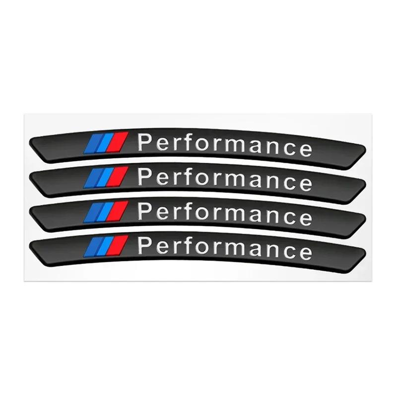 For BMW M Logo Performance F10 F31 E36 E39 E87 E90 G01 G20 G30 X3 X5 M3 M5 X2 X4 X6 4Pcs Car Wheel Hub Edge Sticker Emblem Badge