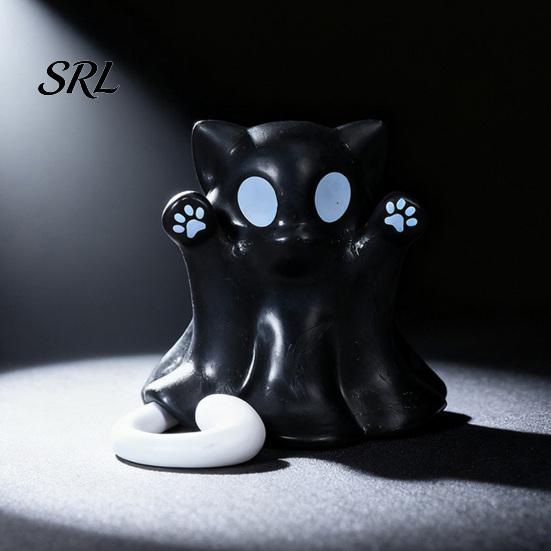 Versatile Home Display Decor 2 Pcs Halloween Ghost Statue, Cute Cat Figurine, Cartoon Small Desktop Decompression Toys Mini Spooky Kitten Ornament for