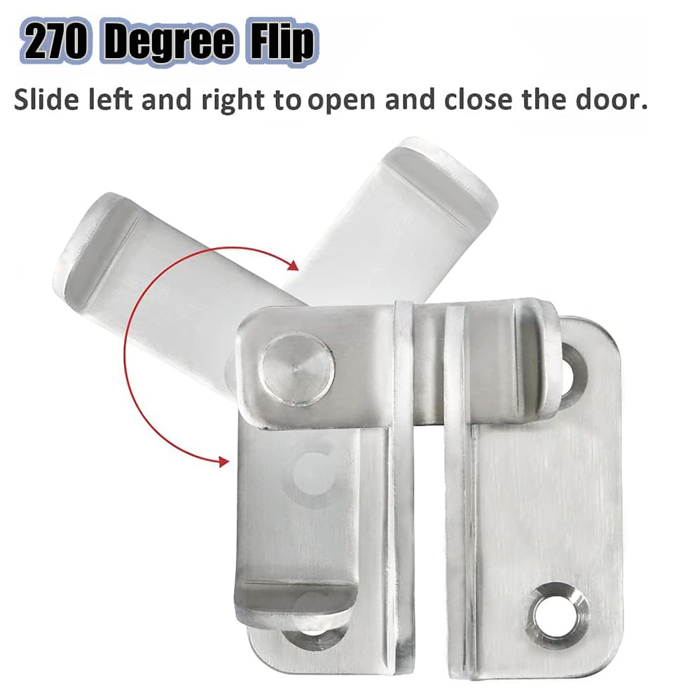 Stainless steel cabinet door lock buckle sliding door buckle anti opening drawer padlock door bolt door buckle 40 x 45 mm left opening small  silver