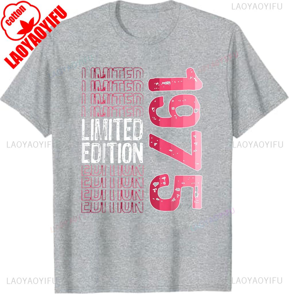 Лимитированная серия Винтажная Ретро Футболка с Днем Рождения 1975 года Толстовка Графические футболки Уличная одежда Повседневный стиль Ropa Hombre Ropa Mujer