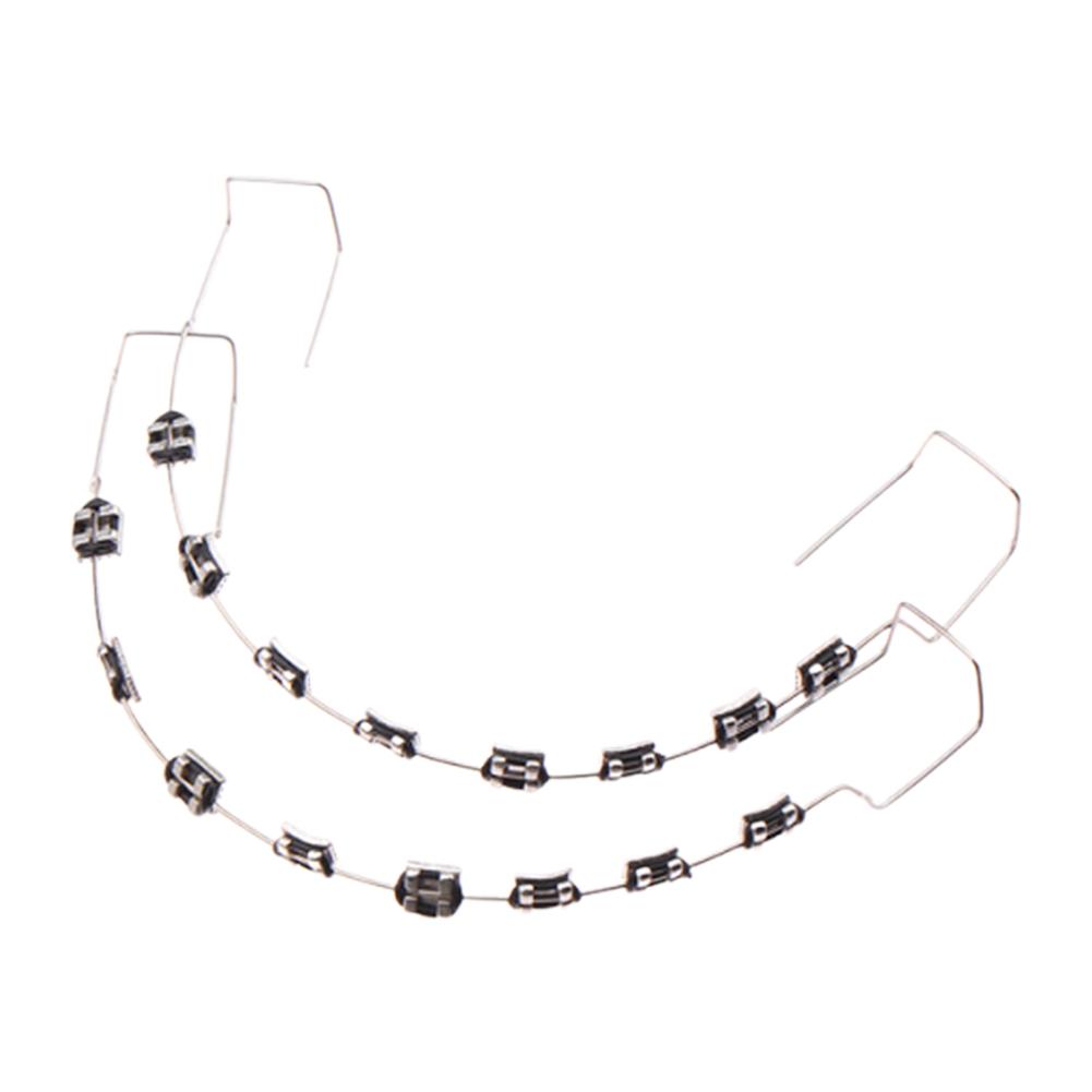 1 пара стоматологических фейковых брекетов с коробкой для хранения Временное украшение зубов Металлические дуги Брекет Ортодонтические лигатурные резинки Стоматологический инструмент