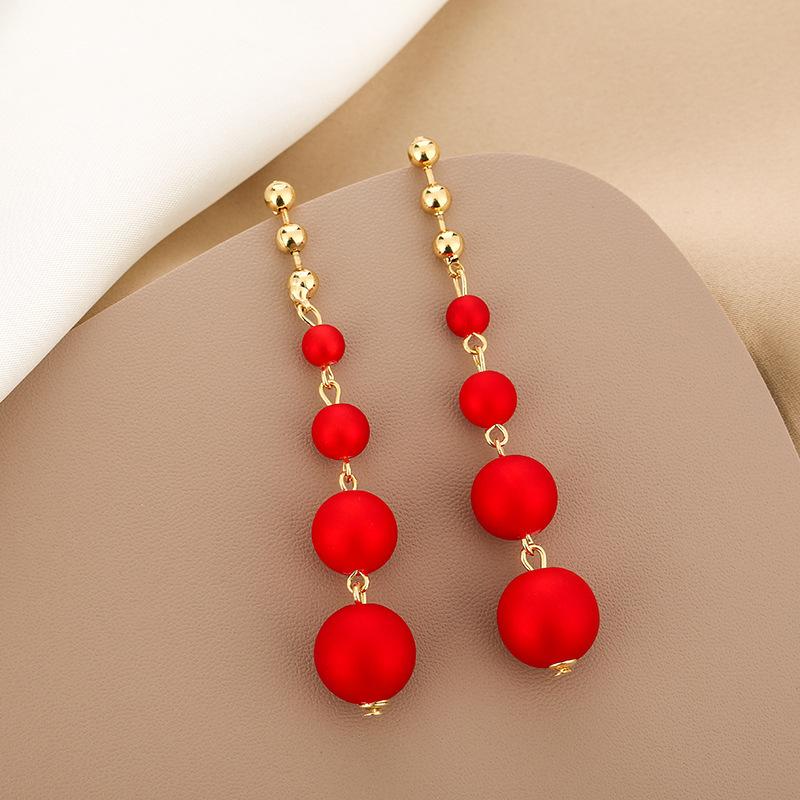 Sexy Exaggerated Red Rose Petal Fringed Earrings, Retro New Year'S Bridal Stud Earrings For Women