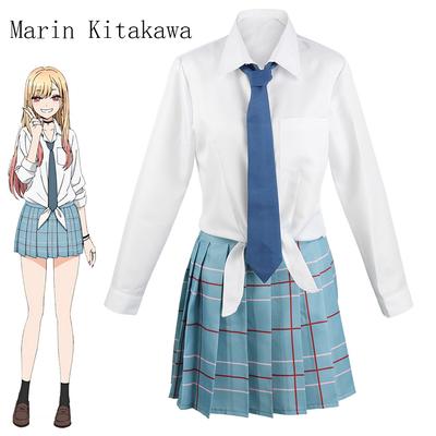 Аниме My Dress Up Darling Marin Kitagawa Косплей Костюм JK Униформа Браслет Юбка Наряды Карнавальный костюм для мероприятий Косплей Костюмы