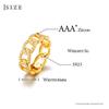 925 Real Silver Cuban Link Ring Cuban Chain Type Ring Blue Iced Out CZ Cuban Link Band Gold Plated Mens Bling Hip Hop Ring