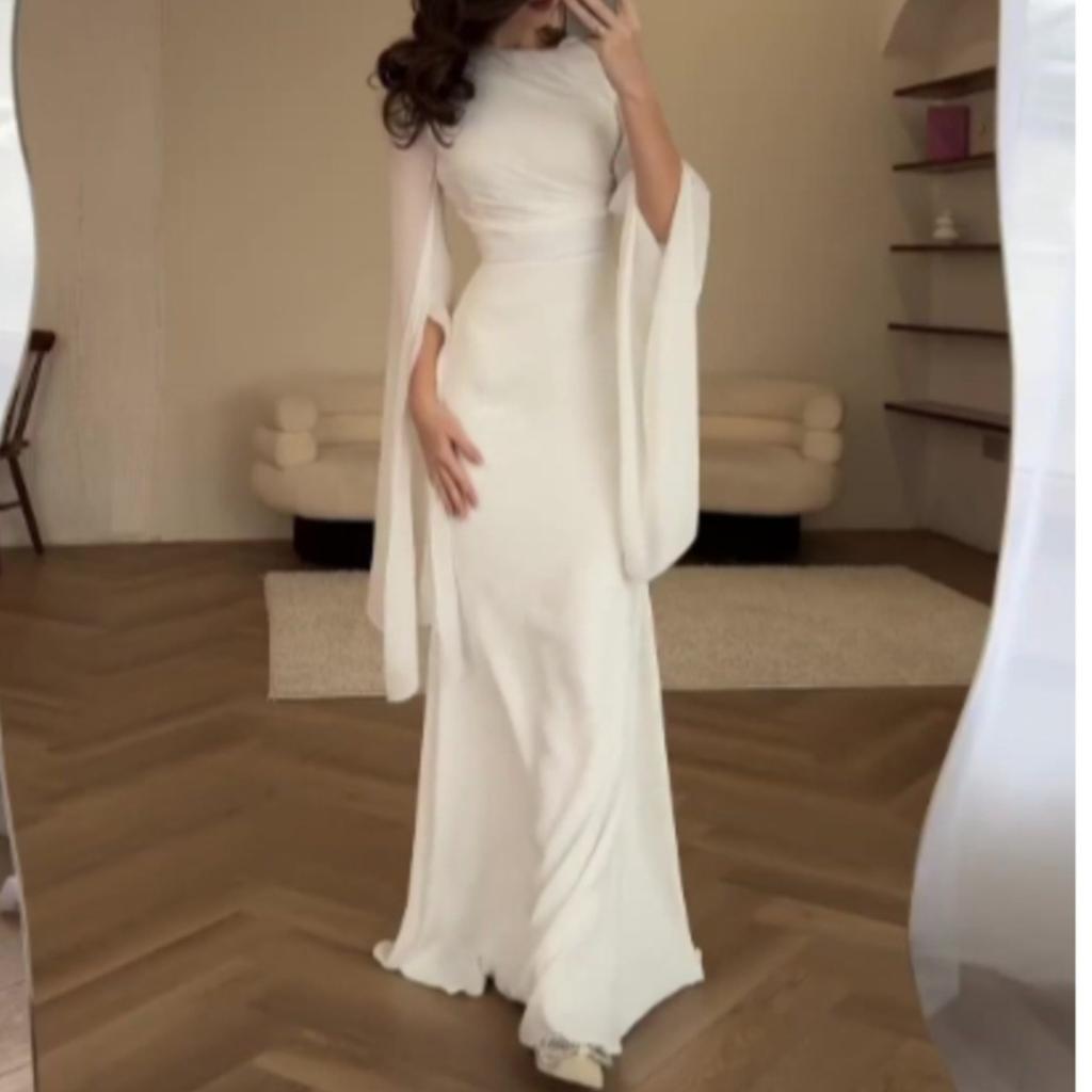 Cape Sleeve Sexy Maxi Dress Women Gown Elegant Fashion Zipper O Neck High Waist Split Club Party Long Dresses Female