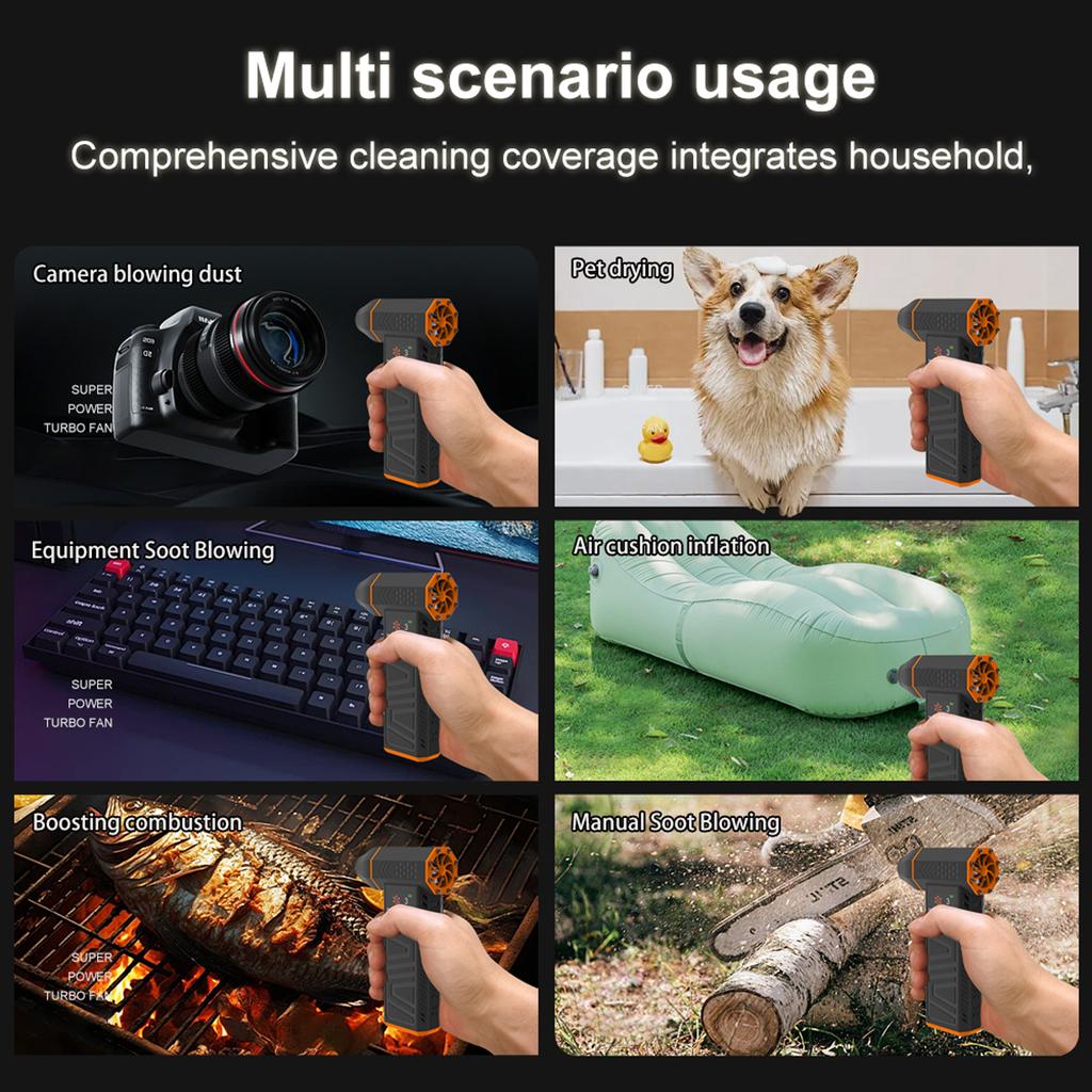 Пылесос сжатого воздуха 110000 об/мин ЖК-дисплей 3 уровня скорости ветра и мощности, поддержка быстрой зарядки 30 Вт с подсветкой