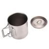Titanium Cup 420ml High Temperature Resistance Portable Outdoor Camping Mug with Lid Folding Handle