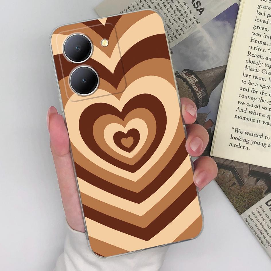 Чехол для Vivo Y02 Y10 Y11 Y12 Y20 Y21 Y30 Y33 Y35 Y36 Модный противоударный защитный прозрачный мягкий силиконовый чехол из ТПУ Love Heart для бампера Vivo