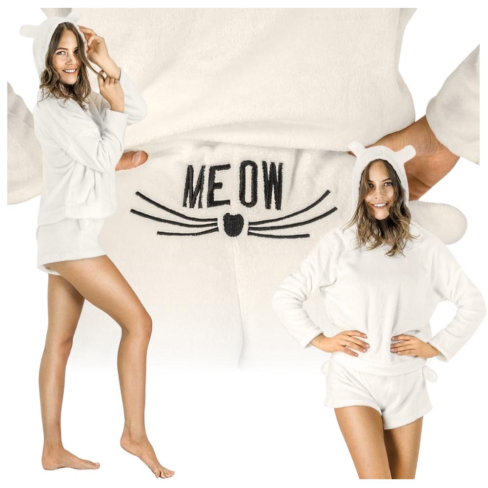 Birthday gift set women's plush winter pajama set shorts white XL L