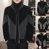 Мужская повседневная куртка на молнии, цветное трикотажное пальто с воротником-стойкой и длинными рукавами, с карманами, осенне-зимнее ветрозащитное пальто