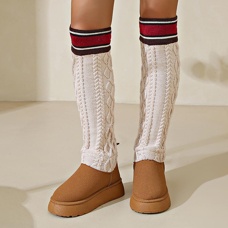 Модные женские сапоги выше колена, большой размер 44, толстые теплые, увеличивающие длину сапоги, до колена, толстая подошва, женская обувь, лодки