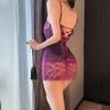 Фиолетовый Pure Desire ночная рубашка с подвязками на чулки ажурное кружево прозрачная кровать сексуальная пижама флирт