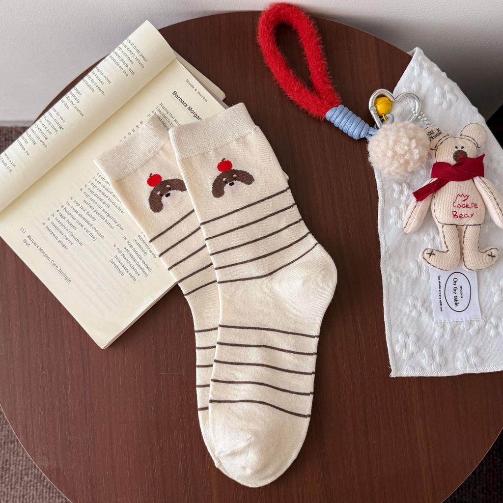 Мультяшные милые носки в студенческом стиле для девочек, сезонные носки, хлопок, щенок, милый питомец