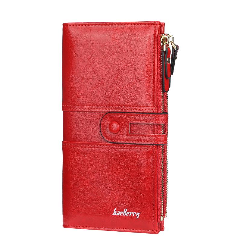 Baellerry Women's Long Wallet Snap Button Purse Multifunctional Billfold Fashion Cell Phone Bag Korean Style Zipper Coin Purse