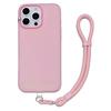 For iPhone 16 Pro Max Case Ice-Transparent Liquid Silicone+PC Phone Cover with Wrist Strap