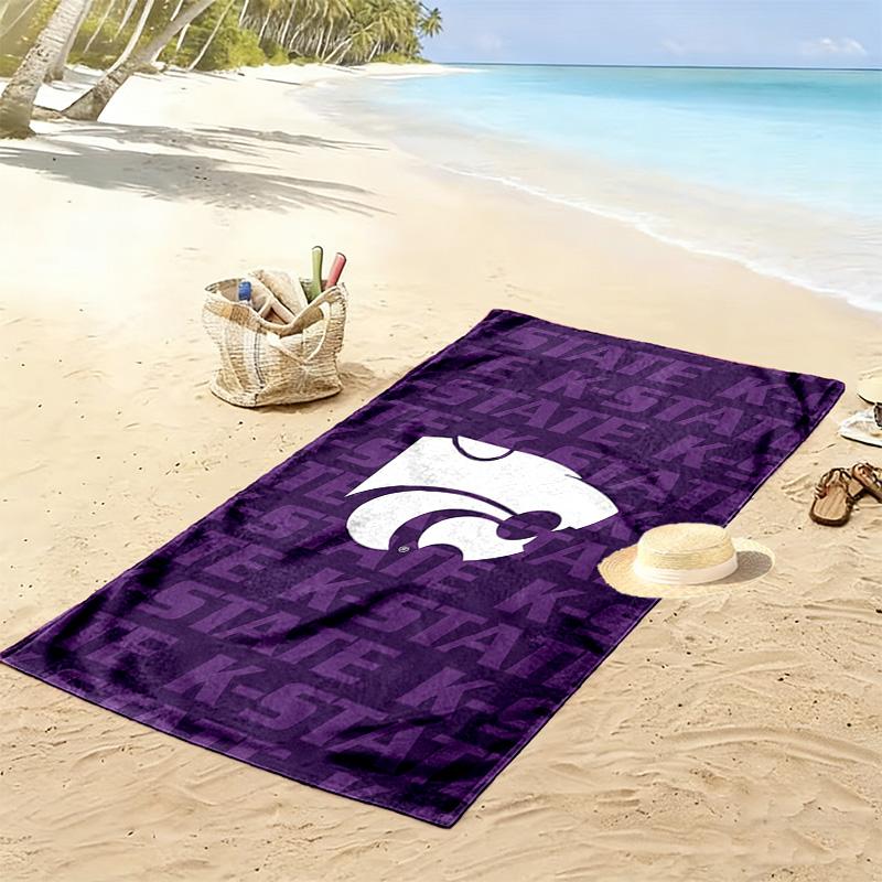 Kansas State Wildcats Print Beach Towel, Large Soft Quick Dry Towel for Beach Camping Swimming