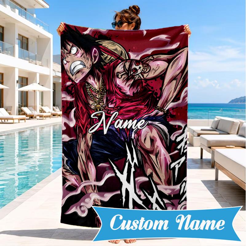 Custom Name Gojo Jujutsu Beach Towel Microfiber Beach Towel, Lightweight and Quick-Dry, for Summer Travel, Swimming Pool Gift