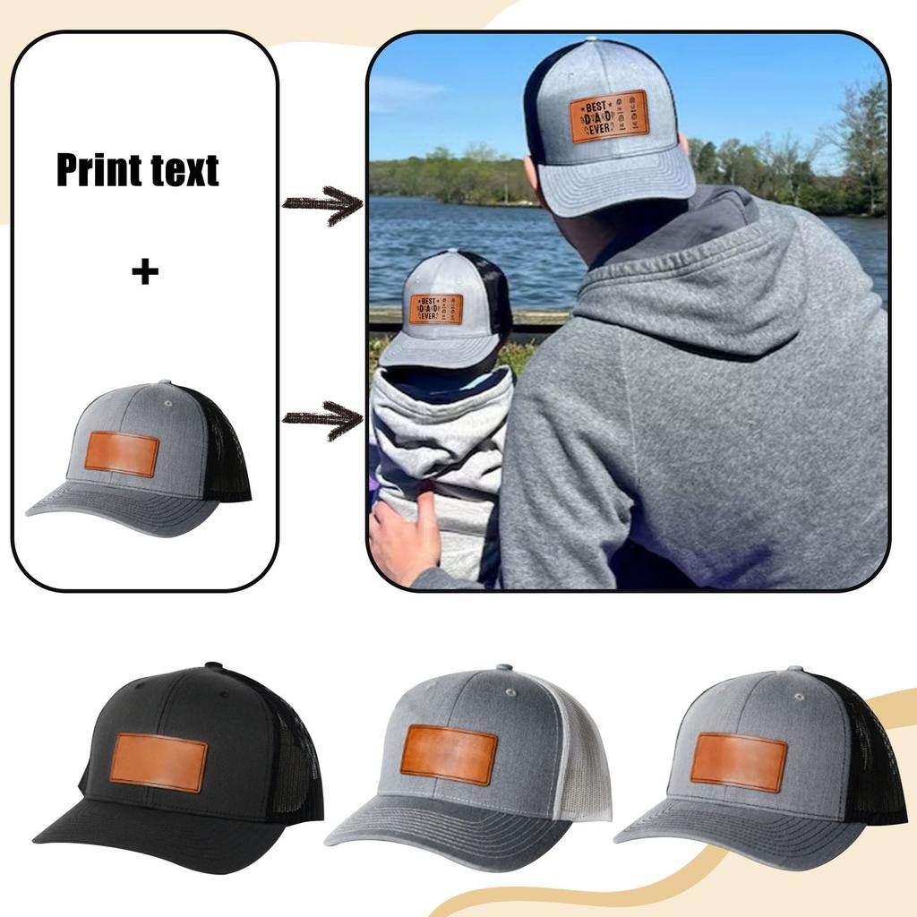 Изготовленная на заказ кожаная нашивка ко Дню отца, микроизогнутая сетчатая шапка, изготовленная на заказ кожаная этикетка