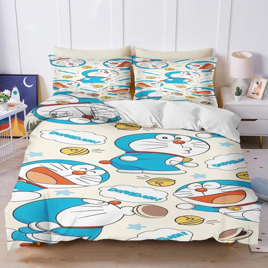 Blue Robot Cartoon Duvet Cover Home Pillowcase Set Adult Bedroom Children Comforter Bedding