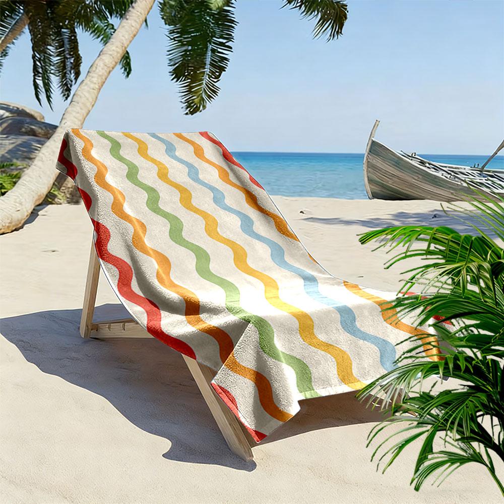 Colorful Wavy Stripes Pattern A must-have beach towel for beach travel
