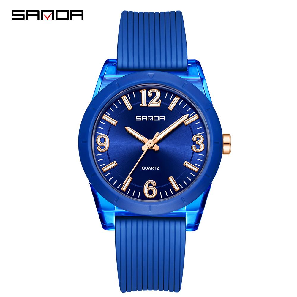 SANDA 6277 Case Children's Quartz Watch Waterproof Night Light Leisure Student Quartz Watch Top Brand Transparent