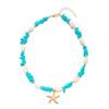 Bohemian Style Starfish Pendant Necklace Niche Design Irregular Stone Choker  Holiday Party