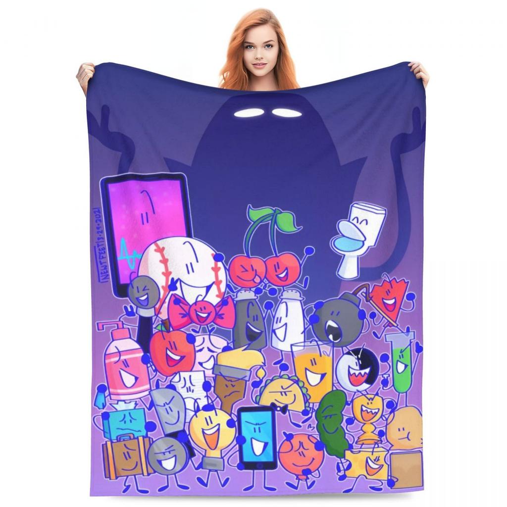 BFDI Inanimate Insanity All Characters Flannel Blankets Soft Throw Blanket for Couch Chair Travel Bedspread Sofa Bed Cover