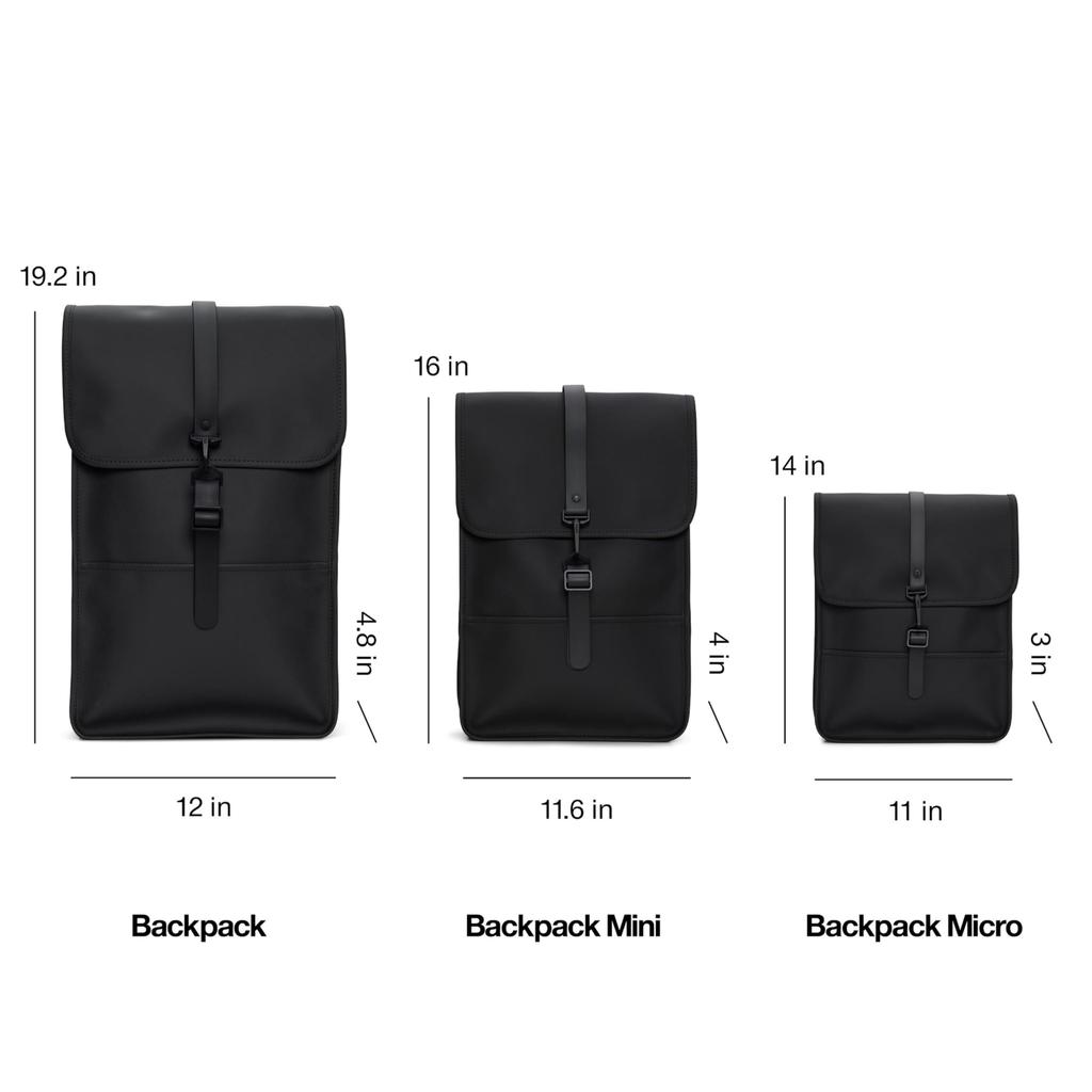 Backpack W3 Unisex Laptop bag for work and travel black [RAINS] - - (black),