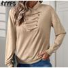 Women's Fashion Casual Solid Color Print Fall Winter Long Sleeve Stand-Neck Pullovers & Long Sleeves