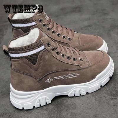 Зимняя бархатная женская обувь на толстой подошве, теплая хлопковая обувь, универсальная студенческая обувь на платформе и плоском каблуке с высокой трубкой