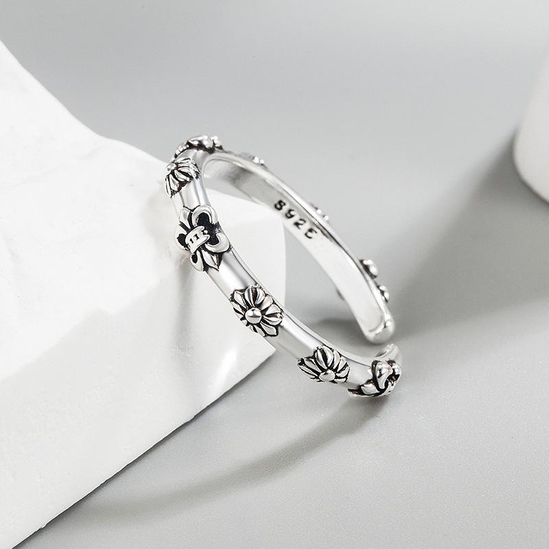 925 Sterling Silver Plated Sun Moon Sunflower Heart Rings for Women Original Flower Wedding Crystal Luxury Jewelry R5375